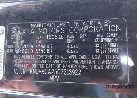 2012 Kia Sportage Lx z USA, uszkodzony, nr VIN KNDPBCA25C7213922